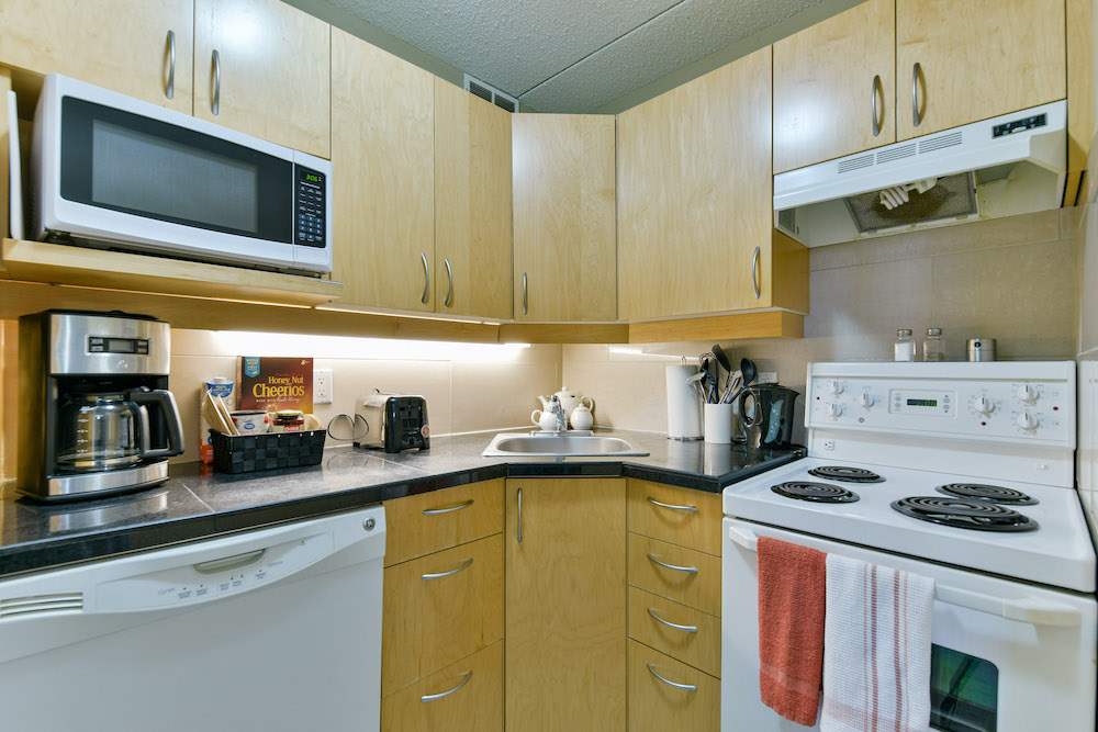 Kitchen of a unit at 243 Queen Street.